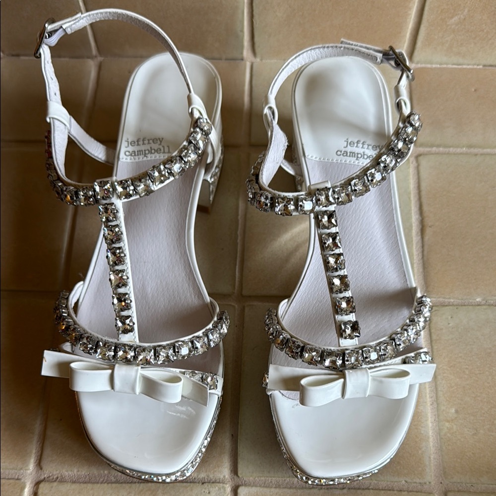 Jeffrey Campbell White Crystal Embellished Heels